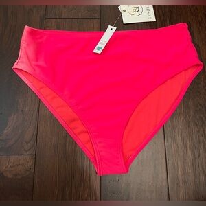 CYN & Luca High Waist Bikini Bottom Ombré on the right hip SZ L Hot Pink NWT